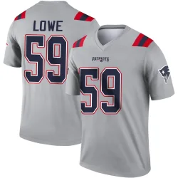 New England Patriots Men's Legend Gray Inverted Jersey (59 Vederian Lowe)