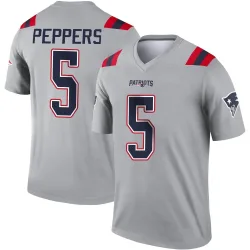 New England Patriots Men's Legend Gray Inverted Jersey (5 Jabrill Peppers)