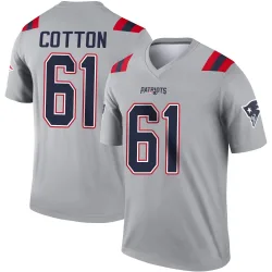 New England Patriots Men's Legend Gray Inverted Jersey (61 Lester Cotton)