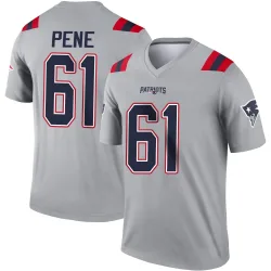 New England Patriots Men's Legend Gray Inverted Jersey (61 Wilfried Pene)