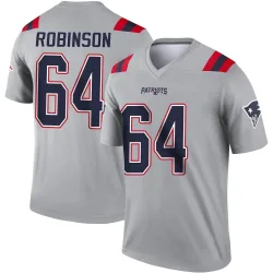 New England Patriots Men's Legend Gray Inverted Jersey (64 Layden Robinson)