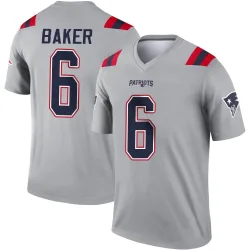 New England Patriots Men's Legend Gray Inverted Jersey (6 Javon Baker)