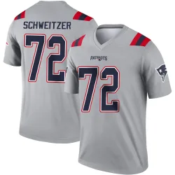 New England Patriots Men's Legend Gray Inverted Jersey (72 Wes Schweitzer)
