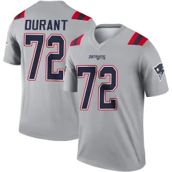New England Patriots Men's Legend Gray Inverted Jersey (72 Yasir Durant)