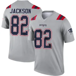 New England Patriots Men's Legend Gray Inverted Jersey (82 JaQuae Jackson)