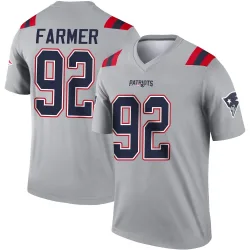 New England Patriots Men's Legend Gray Inverted Jersey (92 Joshua Farmer)