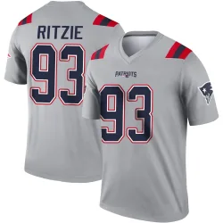 New England Patriots Men's Legend Gray Inverted Jersey (93 Jahvaree Ritzie)