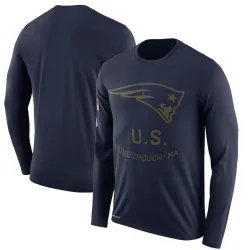 New England Patriots Men's Legend Navy 2018 Salute to Service Sideline Performance Long Sleeve T-Shirt