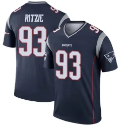 New England Patriots Men's Legend Navy Jersey (93 Jahvaree Ritzie)