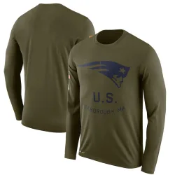 New England Patriots Men's Legend Olive 2018 Salute to Service Sideline Performance Long Sleeve T-Shirt