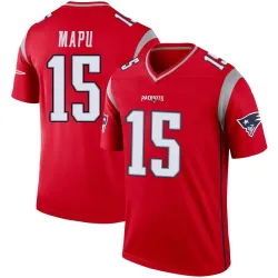 New England Patriots Men's Legend Red Inverted Jersey (15 Marte Mapu)