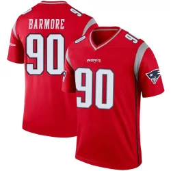 New England Patriots Men's Legend Red Inverted Jersey (90 Christian Barmore)