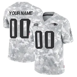 New England Patriots Men's Limited Arctic Camo 2024 Salute to Service Jersey (00 Custom)