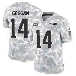 New England Patriots Men's Limited Arctic Camo 2024 Salute to Service Jersey (14 Steve Grogan)