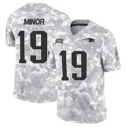 New England Patriots Men's Limited Arctic Camo 2024 Salute to Service Jersey (19 Kobee Minor)