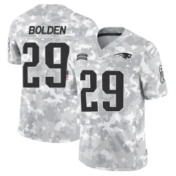 New England Patriots Men's Limited Arctic Camo 2024 Salute to Service Jersey (29 Isaiah Bolden)