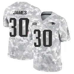 New England Patriots Men's Limited Arctic Camo 2024 Salute to Service Jersey (30 DJ James)