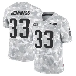 New England Patriots Men's Limited Arctic Camo 2024 Salute to Service Jersey (33 Anfernee Jennings)