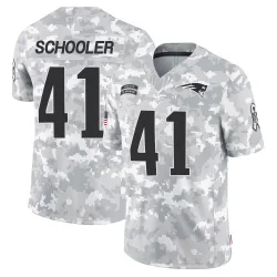 New England Patriots Men's Limited Arctic Camo 2024 Salute to Service Jersey (41 Brenden Schooler)