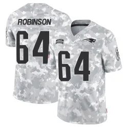 New England Patriots Men's Limited Arctic Camo 2024 Salute to Service Jersey (64 Layden Robinson)