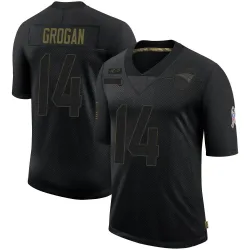 New England Patriots Men's Limited Black 2020 Salute To Service Jersey (14 Steve Grogan)