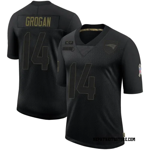 New England Patriots Men's Limited Black 2020 Salute To Service Jersey (14 Steve Grogan)
