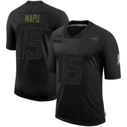 New England Patriots Men's Limited Black 2020 Salute To Service Jersey (15 Marte Mapu)