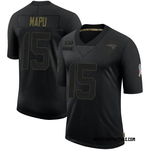 New England Patriots Men's Limited Black 2020 Salute To Service Jersey (15 Marte Mapu)