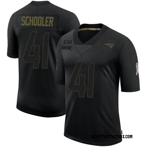 New England Patriots Men's Limited Black 2020 Salute To Service Jersey (41 Brenden Schooler)