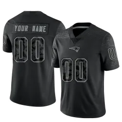 New England Patriots Men's Limited Black Reflective Jersey (00 Custom)