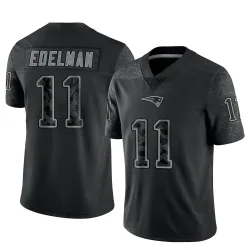 New England Patriots Men's Limited Black Reflective Jersey (11 Julian Edelman)