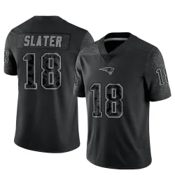 New England Patriots Men's Limited Black Reflective Jersey (18 Matthew Slater)