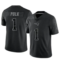 New England Patriots Men's Limited Black Reflective Jersey (1 Ja'Lynn Polk)