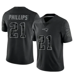 New England Patriots Men's Limited Black Reflective Jersey (21 Adrian Phillips)