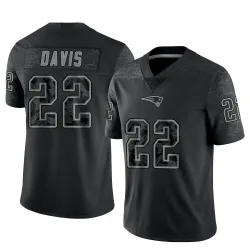 New England Patriots Men's Limited Black Reflective Jersey (22 Cody Davis)