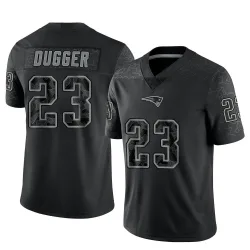 New England Patriots Men's Limited Black Reflective Jersey (23 Kyle Dugger)