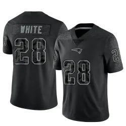 New England Patriots Men's Limited Black Reflective Jersey (28 James White)