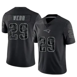 New England Patriots Men's Limited Black Reflective Jersey (29 Jeremiah Webb)