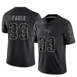 New England Patriots Men's Limited Black Reflective Jersey (33 Kevin Faulk)