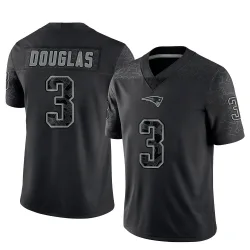 New England Patriots Men's Limited Black Reflective Jersey (3 DeMario Douglas)