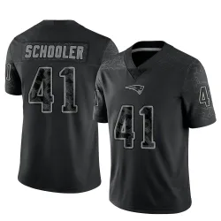 New England Patriots Men's Limited Black Reflective Jersey (41 Brenden Schooler)