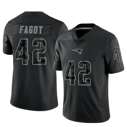 New England Patriots Men's Limited Black Reflective Jersey (42 Diego Fagot)