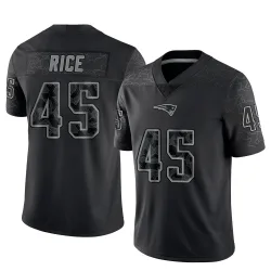 New England Patriots Men's Limited Black Reflective Jersey (45 Monty Rice)