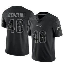 New England Patriots Men's Limited Black Reflective Jersey (46 James Develin)