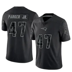 New England Patriots Men's Limited Black Reflective Jersey (47 Andrew Parker Jr.)