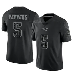 New England Patriots Men's Limited Black Reflective Jersey (5 Jabrill Peppers)