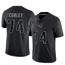 New England Patriots Men's Limited Black Reflective Jersey (74 Jack Conley)