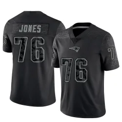 New England Patriots Men's Limited Black Reflective Jersey (76 Caleb Jones)