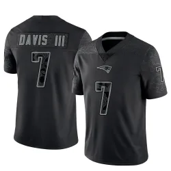 New England Patriots Men's Limited Black Reflective Jersey (7 Carlton Davis III)