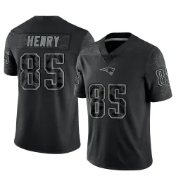 New England Patriots Men's Limited Black Reflective Jersey (85 Hunter Henry)